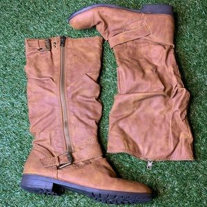 Tan Material Girl Slouchy Boots size 9.5